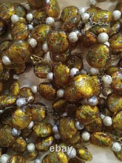 Venetian Murano glass beads from Italy hand-blown gold with silver foil 13 sets