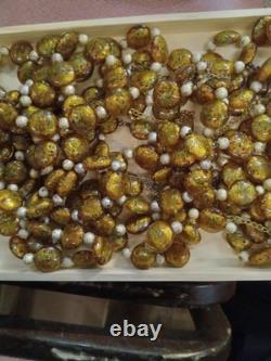Venetian Murano glass beads from Italy hand-blown gold with silver foil 13 sets