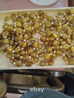 Venetian Murano glass beads from Italy hand-blown gold with silver foil 13 sets