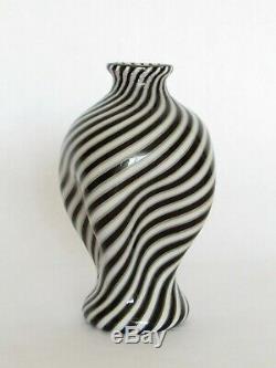 Venini Era Dino Martens Murano Glass Black and White Vases a Pair