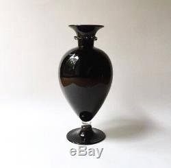 Venini Murano Glass Tiziano Vase, Black Amethyst Signed & Numbered 199 V Zecchin