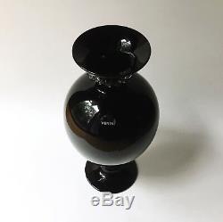 Venini Murano Glass Tiziano Vase, Black Amethyst Signed & Numbered 199 V Zecchin