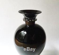 Venini Murano Glass Tiziano Vase, Black Amethyst Signed & Numbered 199 V Zecchin