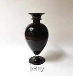Venini Murano Glass Tiziano Vase, Black Amethyst Signed & Numbered 199 V Zecchin