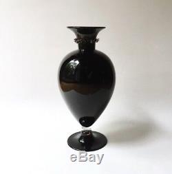 Venini Murano Glass Tiziano Vase, Black Amethyst Signed & Numbered 199 V Zecchin