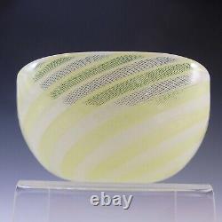 Venini Murano Yellow & White Glass Zanfirico Bowl by Carlo Scarpa