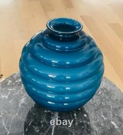 Venini Vaso Hand Blown Opaline Vase Signed 1998