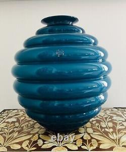 Venini Vaso Hand Blown Opaline Vase Signed 1998