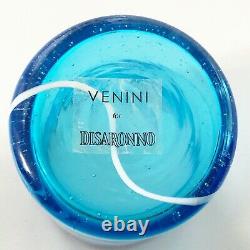 Venini for Disaronno VTG MCM Murano Glass Hand Blown Tumblers Lot 6 Blue White