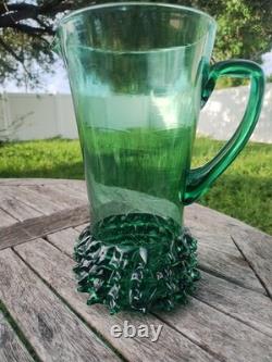Very Rare Large Murano Thorn Pitcher Venetian Rigaree Glass Italy
