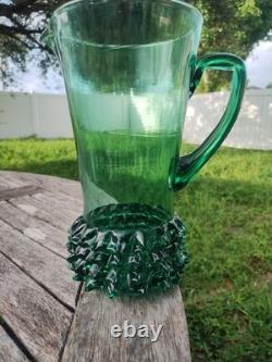 Very Rare Large Murano Thorn Pitcher Venetian Rigaree Glass Italy