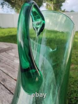Very Rare Large Murano Thorn Pitcher Venetian Rigaree Glass Italy