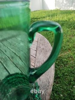 Very Rare Large Murano Thorn Pitcher Venetian Rigaree Glass Italy