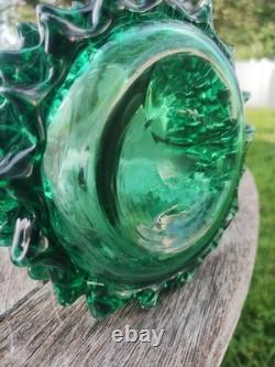 Very Rare Large Murano Thorn Pitcher Venetian Rigaree Glass Italy