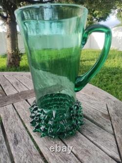 Very Rare Large Murano Thorn Pitcher Venetian Rigaree Glass Italy