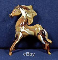 Very Rare Murano Hand Blown Carmel Slag Glass 10 1/2 Tall Horse Figure