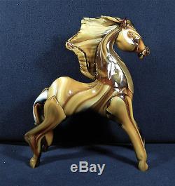 Very Rare Murano Hand Blown Carmel Slag Glass 10 1/2 Tall Horse Figure