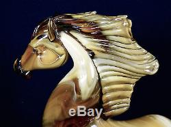 Very Rare Murano Hand Blown Carmel Slag Glass 10 1/2 Tall Horse Figure