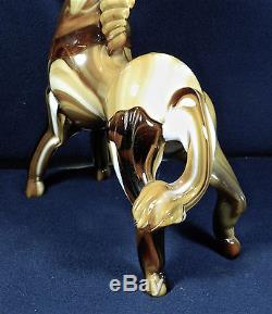 Very Rare Murano Hand Blown Carmel Slag Glass 10 1/2 Tall Horse Figure