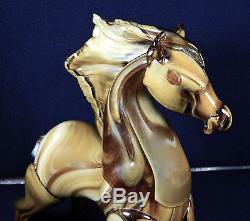 Very Rare Murano Hand Blown Carmel Slag Glass 10 1/2 Tall Horse Figure