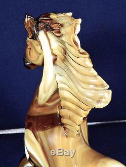 Very Rare Murano Hand Blown Carmel Slag Glass 10 1/2 Tall Horse Figure