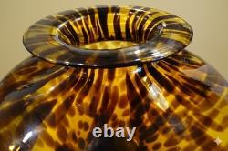 Vetri Artistici Murano Glass Vase Tortoiseshell Amber Hand Blown Italy 10 MCM