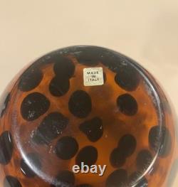 Vetri Artistici Murano Glass Vase Tortoiseshell Amber Hand Blown Italy 10 MCM