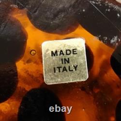 Vetri Artistici Murano Glass Vase Tortoiseshell Amber Hand Blown Italy 10 MCM