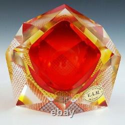 Vetri Molati Murano Faceted Red & Amber Sommerso Glass Bowl