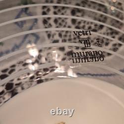 Vetri Murano Art Glass Hand Blown Bowl, Clear Glossy Round Italy