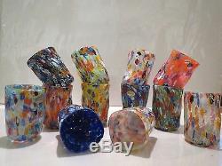 Vetro di Murano glass firmato Set n. 12 goti fornasa murrina millefiori handblown