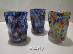 Vetro di Murano glass firmato Set n. 12 goti fornasa murrina millefiori handblown