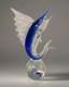 Vgt Qunidio Glass Marlin/Sword Fish Sculpture Hand Blown Murano Like 13 1/2 T