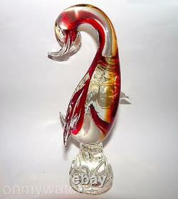 ViBRANT Vtg MURANO? Sommerso Duck Bird Blown ArT GLaSs Swan GORGEOUS Goose