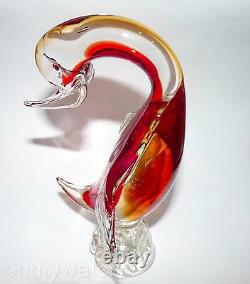 ViBRANT Vtg MURANO? Sommerso Duck Bird Blown ArT GLaSs Swan GORGEOUS Goose