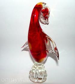 ViBRANT Vtg MURANO? Sommerso Duck Bird Blown ArT GLaSs Swan GORGEOUS Goose