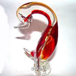 ViBRANT Vtg MURANO? Sommerso Duck Bird Blown ArT GLaSs Swan GORGEOUS Goose