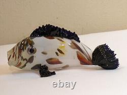 Vintage 12 Murano Multicol Hand Blown Art Glass Fish Glass Figurine Sculpture