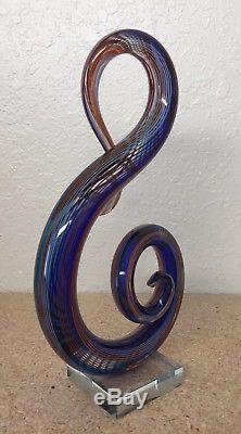 Vintage 13 Hand Blown Murano Art Glass Fused Sculpture Music Clef Note