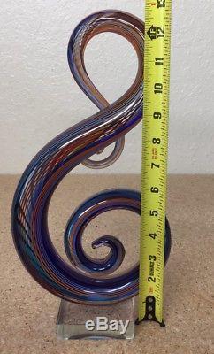 Vintage 13 Hand Blown Murano Art Glass Fused Sculpture Music Clef Note