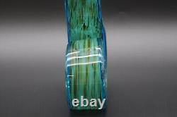 Vintage 15.25 Art Glass Murano Hand Blown Swirl Ribbon Sculpture Blue and Green