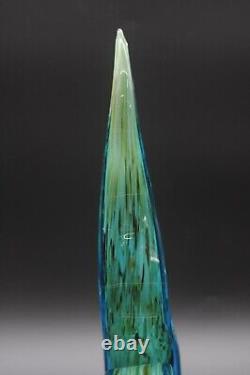 Vintage 15.25 Art Glass Murano Hand Blown Swirl Ribbon Sculpture Blue and Green