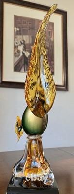Vintage 16.5 Hand-Blown Murano Art Glass Pheasant MCM Handcrafted In Italy