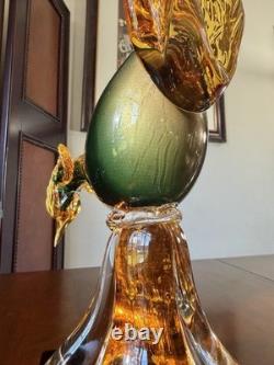 Vintage 16.5 Hand-Blown Murano Art Glass Pheasant MCM Handcrafted In Italy