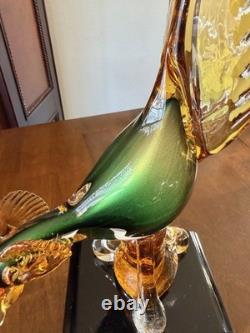 Vintage 16.5 Hand-Blown Murano Art Glass Pheasant MCM Handcrafted In Italy