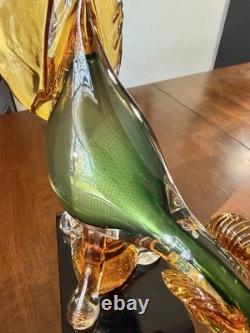 Vintage 16.5 Hand-Blown Murano Art Glass Pheasant MCM Handcrafted In Italy