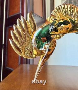 Vintage 16.5 Hand-Blown Murano Art Glass Pheasant MCM Handcrafted In Italy