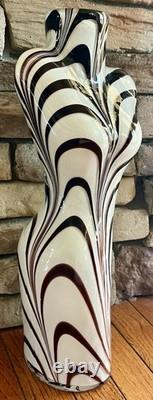 Vintage 17 Murano Style Zebra Stripe Female Torso Art Glass Hand Blown Vase