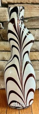 Vintage 17 Murano Style Zebra Stripe Female Torso Art Glass Hand Blown Vase
