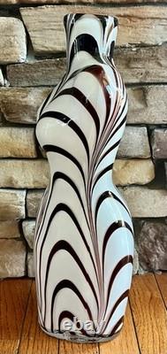 Vintage 17 Murano Style Zebra Stripe Female Torso Art Glass Hand Blown Vase